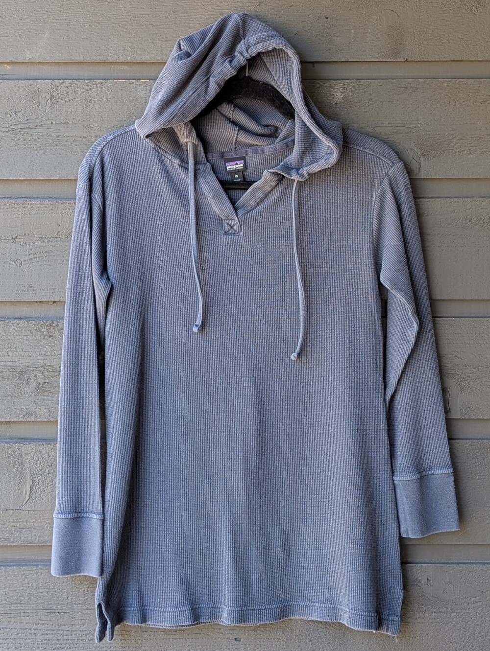 Patagonia W's Hooded Waffle Tunic Organic Cotton Smolder Blue Size XS